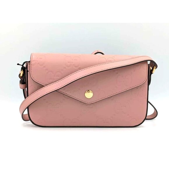 Gucci GG Embossed Super Mini Leather Crossbody Bag Pink 772794 - Picture 2 of 14